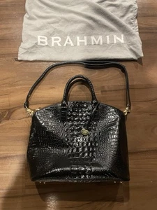 Cartera Brahmin Grande Duxbury Cuero Repujado Cocodrilo Negro - Imagen 1 de 11