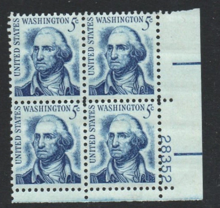 ALLYS US Plate Block Scott #1283 5c George Washington [4] MNH OG F/VF [STK] - Image 1 of 1