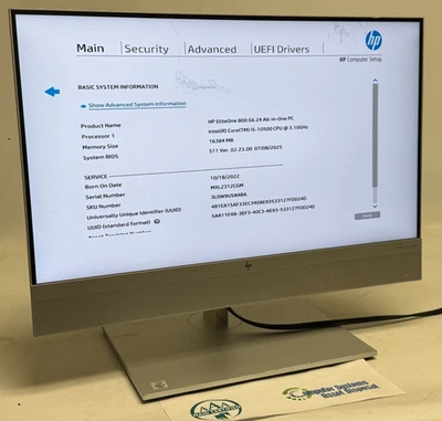 HP EliteOne 800 G6 24" (i5-10500 3.10GHz - 16GB RAM - 256GB SSD - Win11Home) - Image 1 of 4