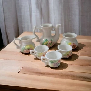 Vtg Miniature porcelain ceramic tea set Fall Veggies 6 piece Unbranded - Picture 1 of 8