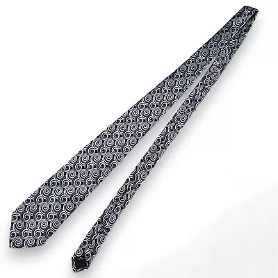 Murano Necktie Geometric Print Black/Gray 100% Silk 60" L x 4" Wide Made in USA - Image 1 of 4