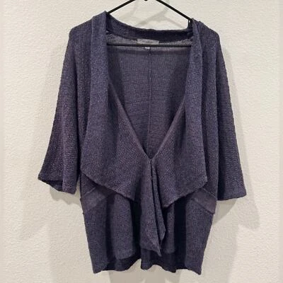 Classiques Entier Silk Wool Linen Blend Purple Knit Open Front Cardigan Size XL - Изображение 1 из 4