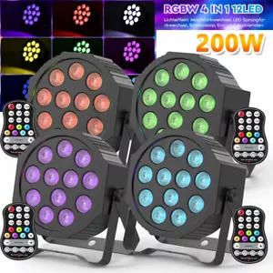 4X 5500mAh Rechargeable Battery RGBW LED PAR Wash DMX Stage Light Disco DJ Party - Picture 1 of 21