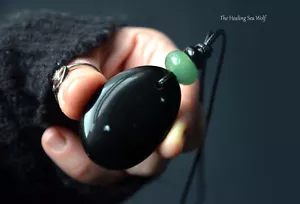 Obsidian Green Aventurine & Agate Necklace Manifesting Your Highest Path Healing - Picture 1 of 9