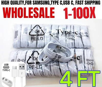 1-100X Wholesale Type C Charger Cable USB C Fast Charging Cord For Samsung LOT - Image 1 of 4