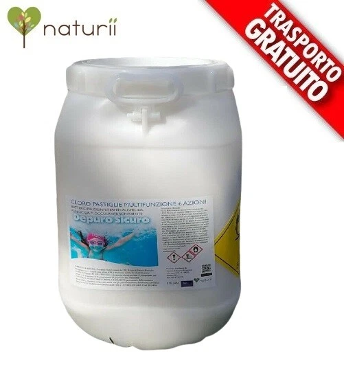 DEPURO SICURO cloro piscina multifunzione 6 azioni in pastiglie da 200 gr 25 kg - Immagine 1 di 1