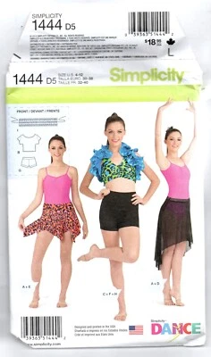 NEW 2014 UNCUT SEWING PATTERN SIMPLICITY DANCE WEAR 1444 TEENS ADULT SZ 4-12 - Image 1 of 3