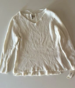 NWT - Style & Co Women’s Winter White Long Sleeve V Neck Sweatshirt Size XL - Picture 1 of 20