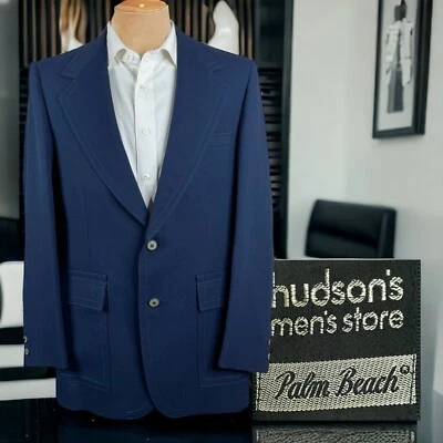 Blazer Palm Beach vintage años 70 para hombre 40L azul marino poliéster Foto 1 de 4