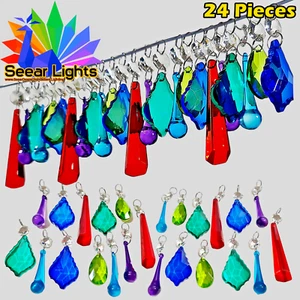 24 Chandelier Gypsy Colour Sun Catchers Crystals Beads Light Parts Retro Prisms - Picture 1 of 15