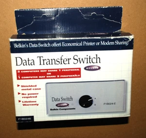 BELKIN Rotary 2 Port Data Transfer Switch F1B024-E Serial Parallel Printer Hub - Afbeelding 1 van 14