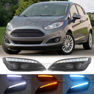 Luz de circulación diurna LED DRL para Ford Fiesta 2014-2019 cubierta de faro antiniebla con giro - Imagen 1 de 12
