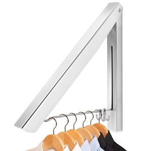 Wall Mounted Clothes Hanger Foldable Clothes Airer Coat Rail Space Saving Dry... - Picture 1 of 6