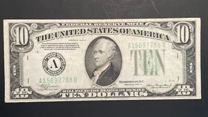 1934 A -ERROR- 'Gas Pump' Note- $10 Bill- AU Excellent Condition-90yearsOld - Picture 1 of 14