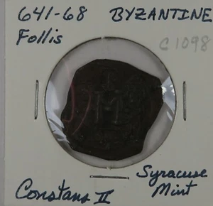 C1098 Italy, Byzantine, AE Follis of Constans II, 641-68, Syracuse Mint D - Picture 1 of 4
