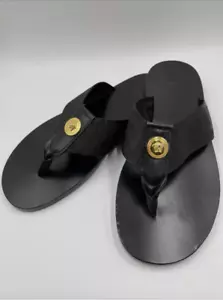 Versace Black Greca Sandals for Men Size 38 Floor Sample no Box $450 - Picture 1 of 5