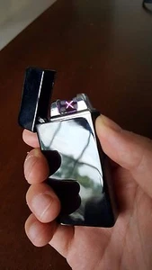 USB Electric Dual Arc Metal Flameless Torch Rechargeable Windproof Lighter HR BL - Picture 1 of 2