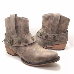 Pierre Dumas Womens Kaylee-4 Brown Western Style Ankle Boot Size 10M - Picture 1 of 10