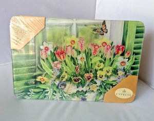 Nueva tabla de cortar de vidrio templado 18”x 12” ciprés hogar flores tema primavera - Imagen 1 de 6