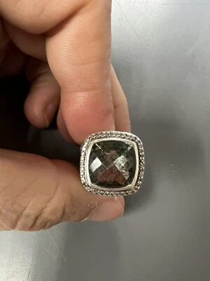 Anillo David Yurman 11mm Albión con Prasiolita y Diamantes Talla 5 ¡ENVÍO GRATUITO! Foto 1 de 4