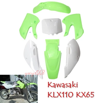 Juego de carenado de guardabarros de plástico para Kawasaki KLX 110 KX65 110cc Pit Dirt Bikes DRZ110 Foto 1 de 4