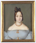 David Gaglier (1806-1873) "Portrait of a woman", rare miniature, 1830s