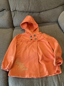 Calvin Klein Jeans Jacket Girls 4T Hoodie Orange Embroidered Gold - Picture 1 of 6