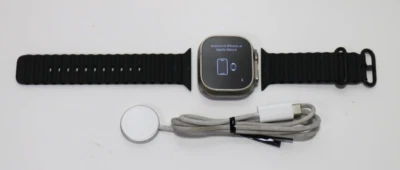 Разблокированные Apple Watch Ultra 49 мм титановый корпус натуральный GPS LTE с океаническим ремешком - Изображение 1 из 4