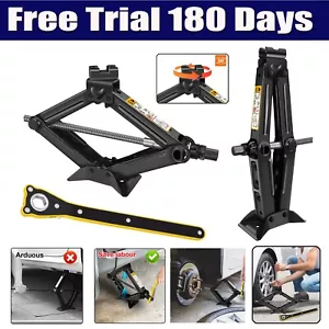 2 Tonne Scissor Jack & Spanner Extend From 110mm To 390mm Tyre Repair Tool Kit - Picture 1 of 24