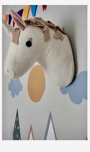 Unicorn Plush Head Wall Mount Decor Hanging Plush - Picture 1 of 4