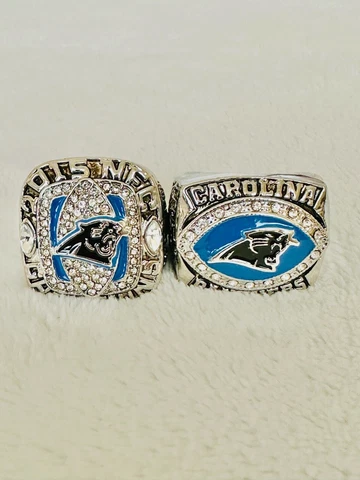 2 PCS Carolina Panthers NFC Championship Ring Set, US SHIP 2003/15 Cover