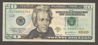 United States of America 20 Dollars 2004; UNC; F-2090L; Jackson; San Francisco - Image 1 of 2