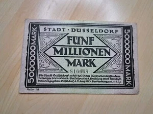 5 Millionen Reichsmark Düsseldorf Notgeldschein Inflationsgeld - Bild 1 von 8