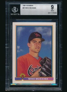 1991 Bowman Rookie #97 Mike Mussina RC BGS 9 Neuwertig - Bild 1 von 2