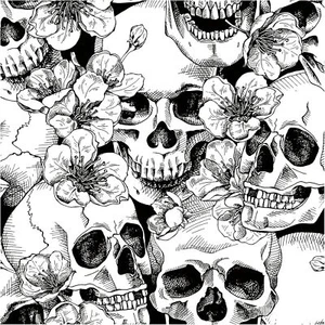 HAOKHOME 93102 Halloween Peel and Stick Wallpaper Sugar Skull Floral for Bedroom - Picture 1 of 8