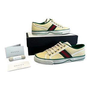 Zapatillas Tenis Gucci 1977 Gucci Blanco Vulcano Vintage Lona Talla 6 39 - Imagen 1 de 12