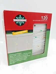 120 LED Curtain String Lights Mini - 8 Vertical Strands - Multi Colored - Picture 1 of 2