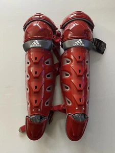 ADIDAS PRO SERIES BASEBALL/SOFTBALL CATCHERS LEG GUARDS 17" RED - Picture 1 of 4