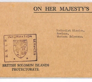 SOLOMON ISLANDS Official Cover OHMS Honiara METHODIST MISSION Munda 1965 MJ109 - Picture 1 of 11