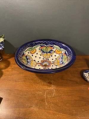 Fregadero de cerámica Talavera estilo mexicano cerámica pintado a mano baño 17”x14” X 6,5” Foto 1 de 4