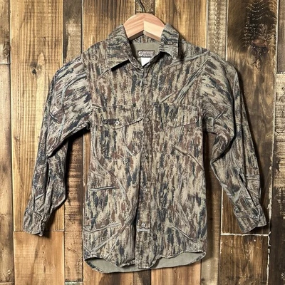 Vintage Do It Yourself Camo Youth Long Sleeve Button Down Bottomland Camo USA - Image 1 of 4