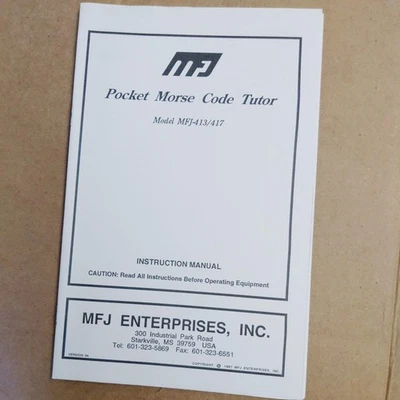 MFJ-413/MFJ-417 Pocket Morse Code Tutor Instruction Manual - Image 1 of 2