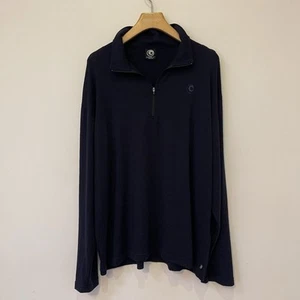 Glowing Sky NZ Merino Jumper Sz 2XL Mens 100% Wool Navy Blue Knit 1/4 Zip - Picture 1 of 12