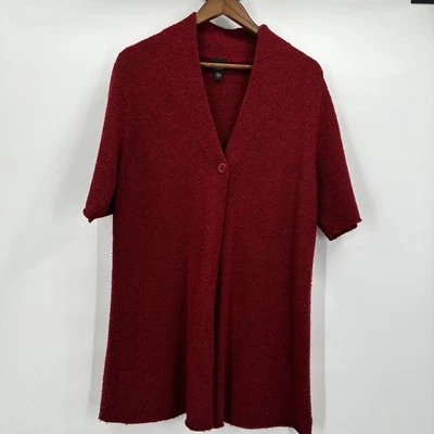 Свитер женский Eileen Fisher большой красный шерстяной мериносовый кардиган на пуговицах итальянская пряжа - Изображение 1 из 4