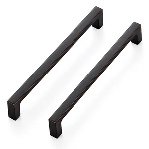 Paquete de 10 manijas de gabinete de cocina cuadradas sólidas de 6-1/4 pulgadas bronce frotado con aceite - Imagen 1 de 9