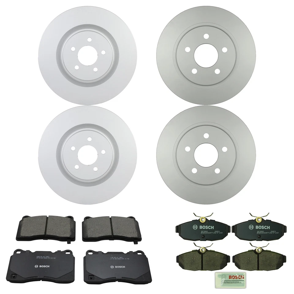 Bosch QuietCast Front Rear Rotor Ceramic Disc Brake Pad Kit for Ford Mustang RWD - Image 1 of 1
