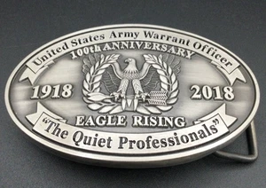 VHTF Commemorative US Army Warrant Officer Pewter Buckle 1918-2018 Military - Picture 1 of 4