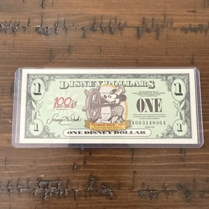 Disney Buck 1 $ Dollar 2002 Serie Disneyland Mickey Steamboat Willie Sleeved - Bild 1 von 8
