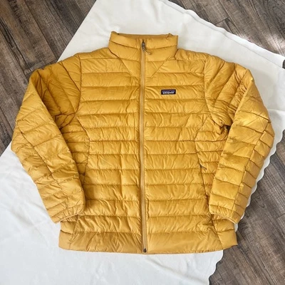 New $279 Patagonia Men's L Down Sweater Full Zip Puffer Jacket Pufferfish Gold - Image 1 of 4