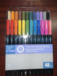 Artists Loft Watercolor Markers Dual Tip, 48 Colors Free Shipping - Picture 1 of 4